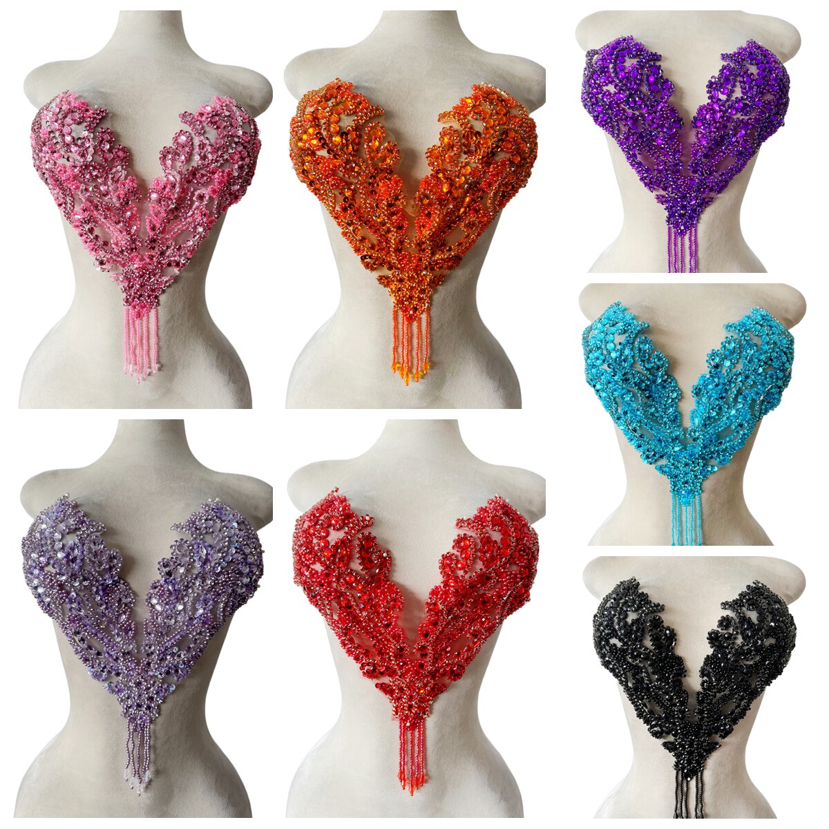 Sew On Rhinestone - Handgenähte Perlen-Strass-Applikationen Sweetheart-Kragen Verzierung DIY Brautkleid