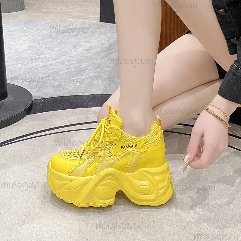 Guipure Lace Panel - Atmungsaktive Mesh-Plateau-Sneaker für Damen, Sommer-Freizeitschuhe im