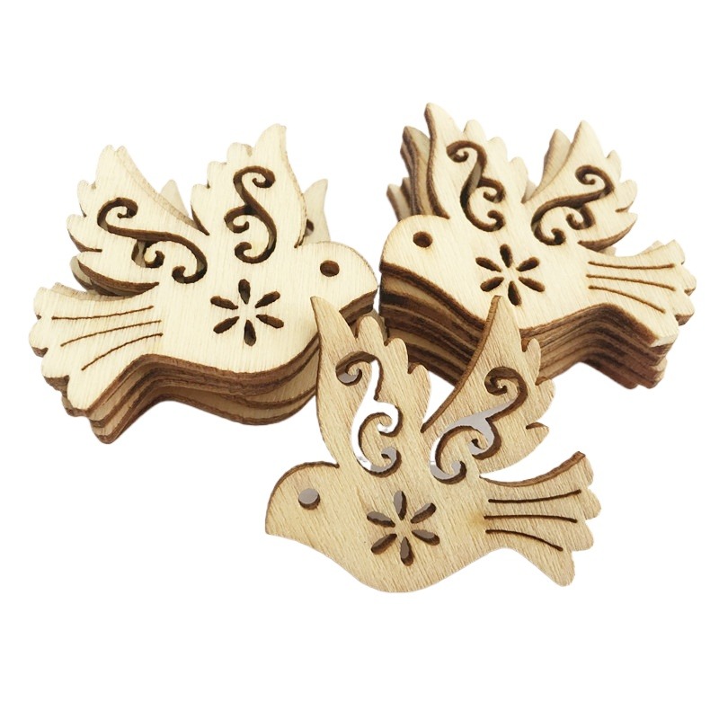 Embellish Craft - 50 Stück Unbehandelte Holz-Friedenstauben-Ausschnitte, Holzscheiben, Bastelverzierungen