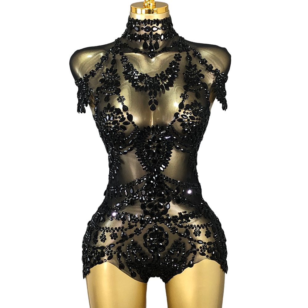 Glitzernder Strass-Bodysuit fü – Rhinestone Banding Trim Bewertung und Preis